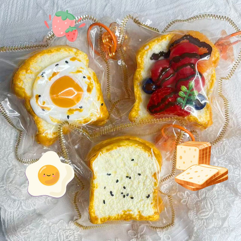 0004.トースト型スクイーズ　リアルな食べ物デザイン　癒し＆ストレス解消